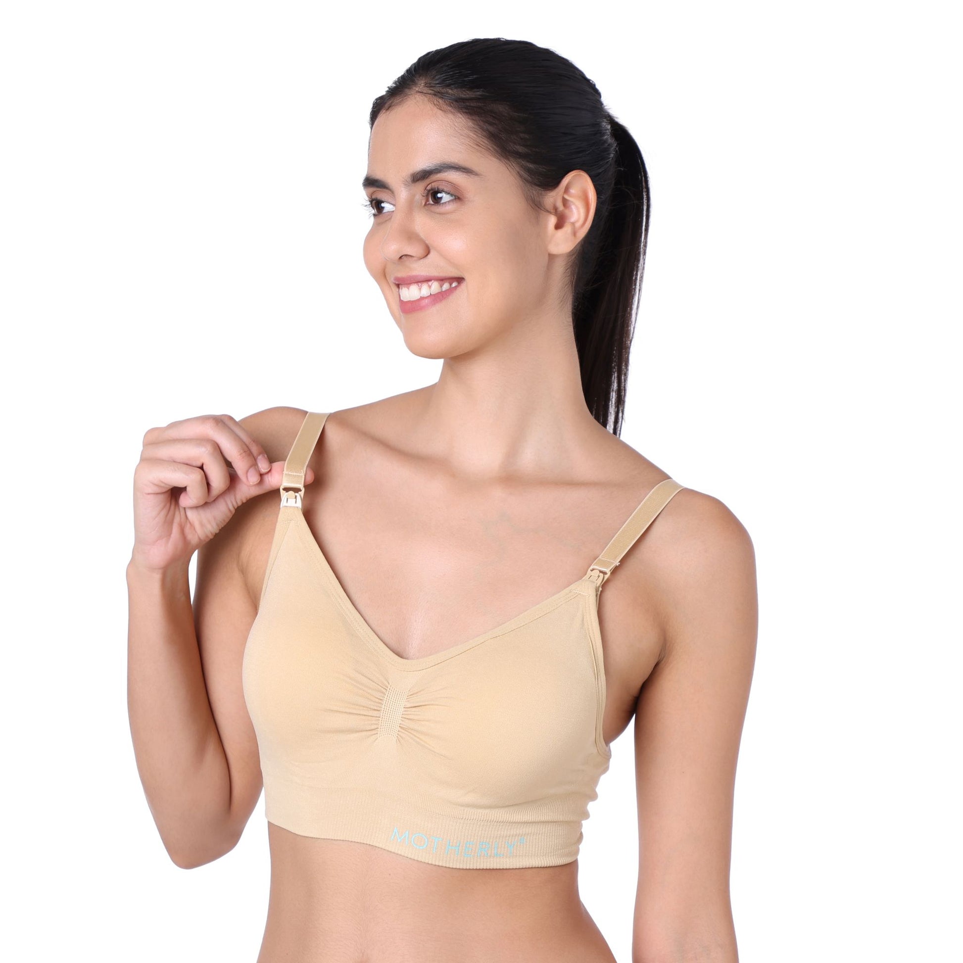 motherly Maternity Bra Padded Breastfeeding Nursing Bras for Women with Removable Pads Blue
