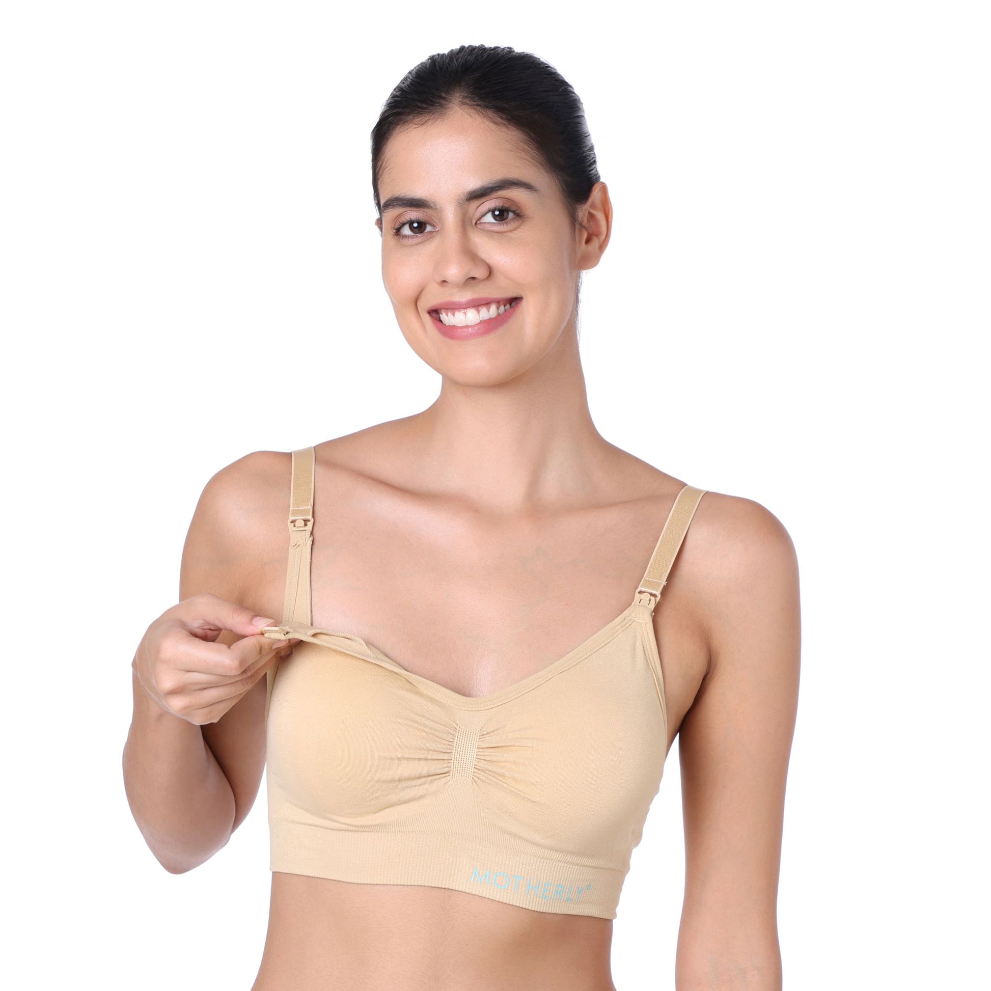 motherly Maternity Bra Padded Breastfeeding Nursing Bras for Women with Removable Pads Blue