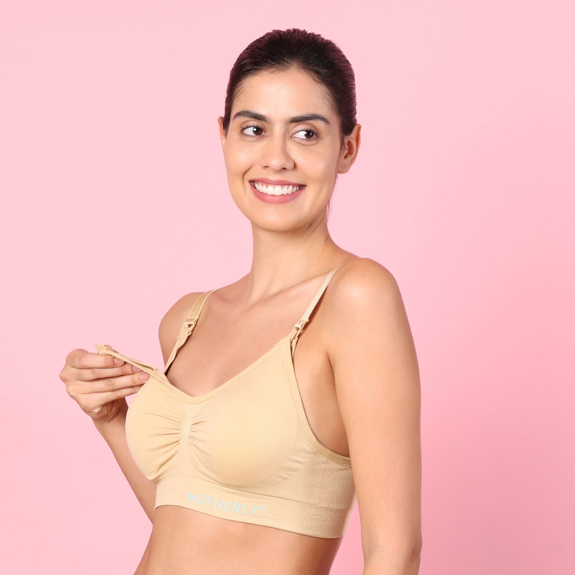 motherly Maternity Bra Padded Breastfeeding Nursing Bras for Women with Removable Pads Blue