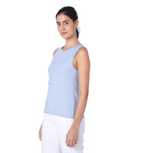 Cushy Touch Camisole N Suspender Skirt for Nursing Moms - L / Blue