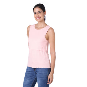 Cushy Touch Camisole N Suspender Skirt for Nursing Moms - L / Pink
