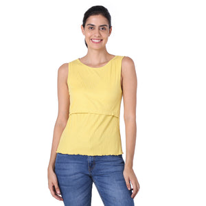 Cushy Touch Camisole N Suspender Skirt for Nursing Moms - L / Yellow