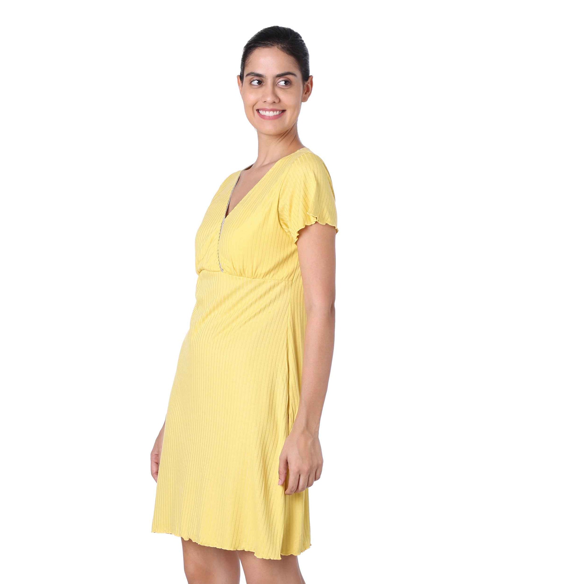 Motherly Women's Soft Modal Cotton Maternity Nursing Top and Skirt Loungewear (Large, Pink-Style4)