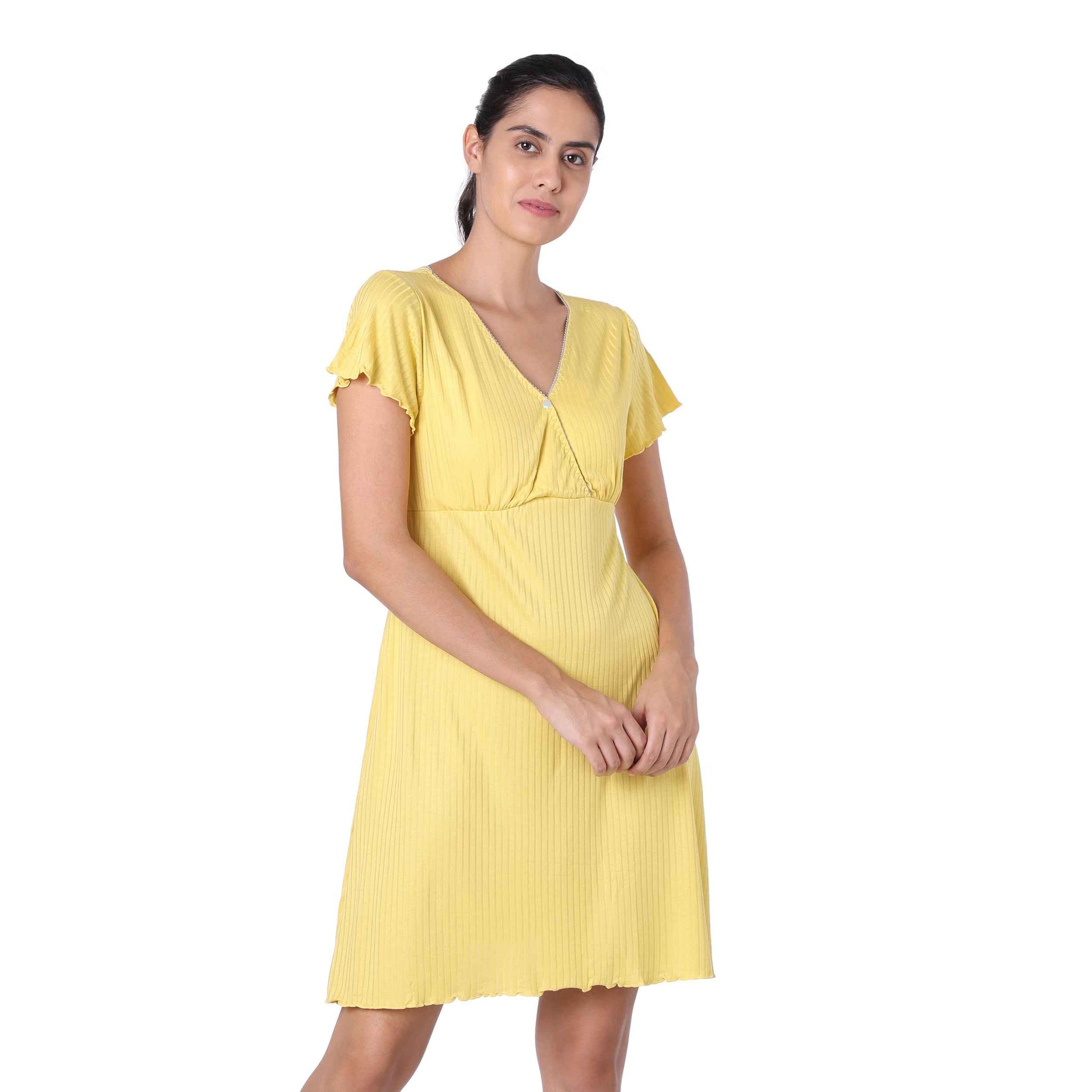 Motherly Women's Soft Modal Cotton Maternity Nursing Top and Skirt Loungewear (Large, Pink-Style4)