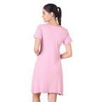 Motherly Women's Soft Modal Cotton Maternity Nursing Top and Skirt Loungewear (Large, Pink-Style4)
