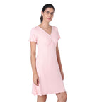 Motherly Women's Soft Modal Cotton Maternity Nursing Top and Skirt Loungewear (Large, Pink-Style4)