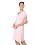 Motherly Women's Soft Modal Cotton Maternity Nursing Top and Skirt Loungewear (Large, Pink-Style4)