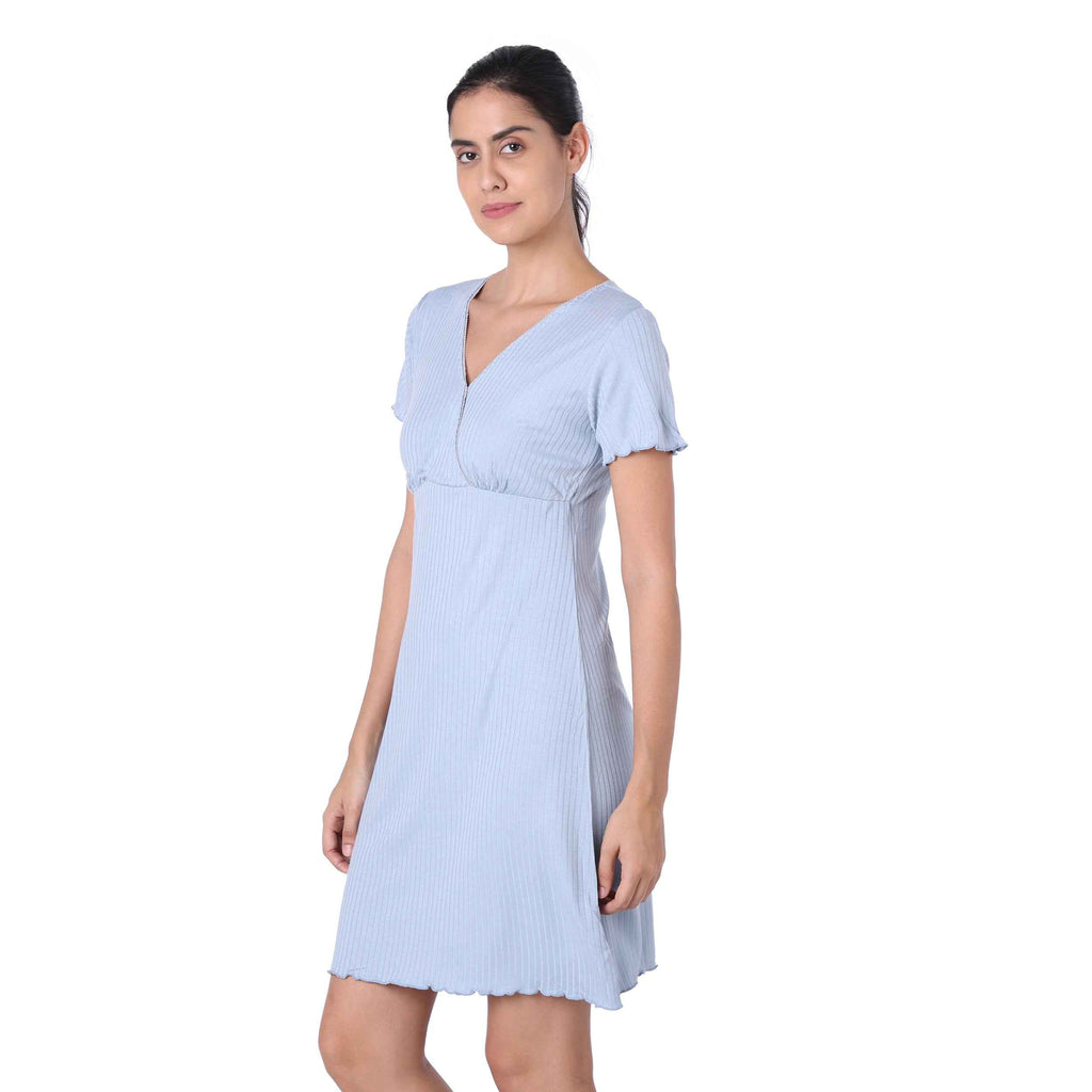 Motherly Women's Soft Modal Cotton Maternity Nursing Top and Skirt Loungewear (Large, Pink-Style4)