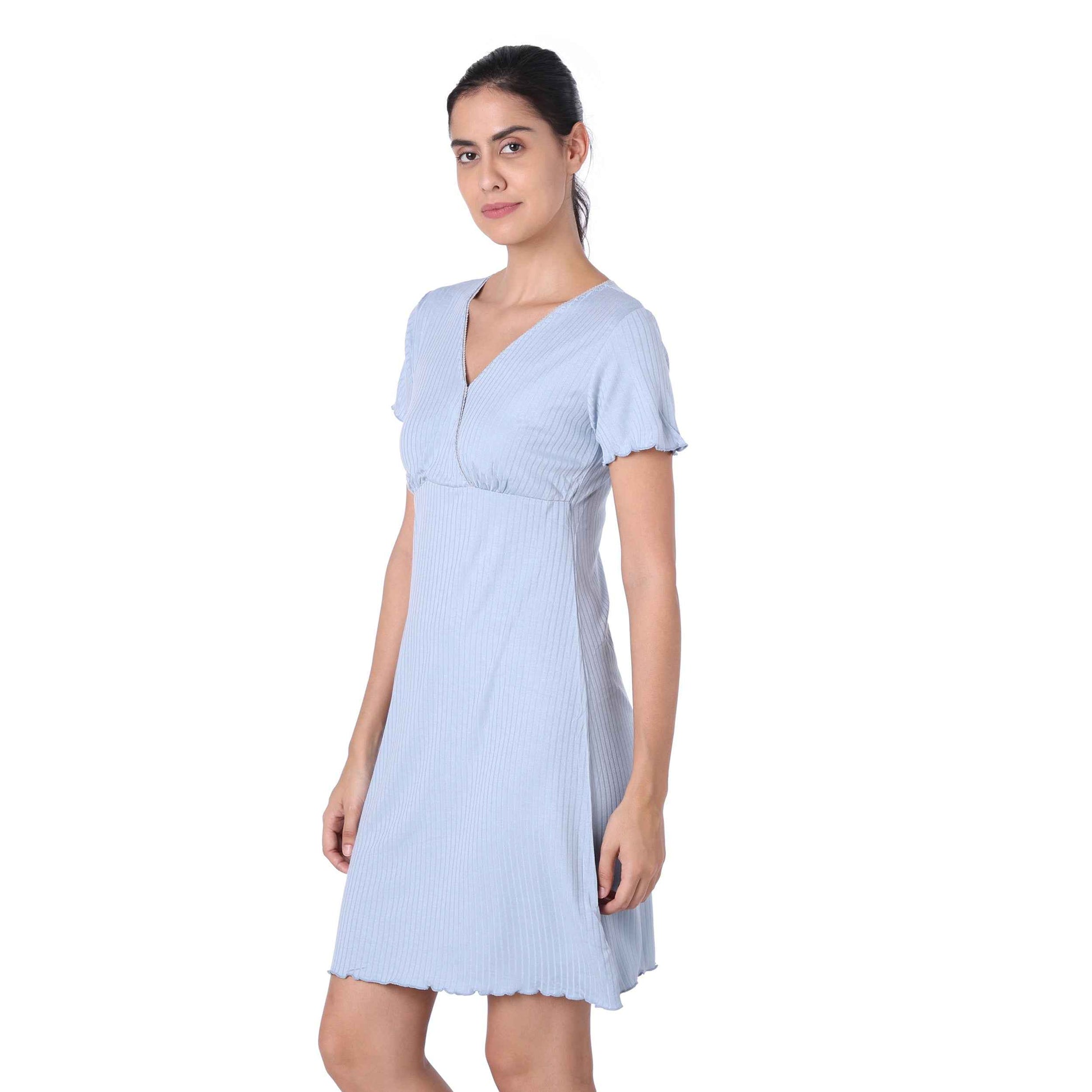 Motherly Women's Soft Modal Cotton Maternity Nursing Top and Skirt Loungewear (Large, Pink-Style4)