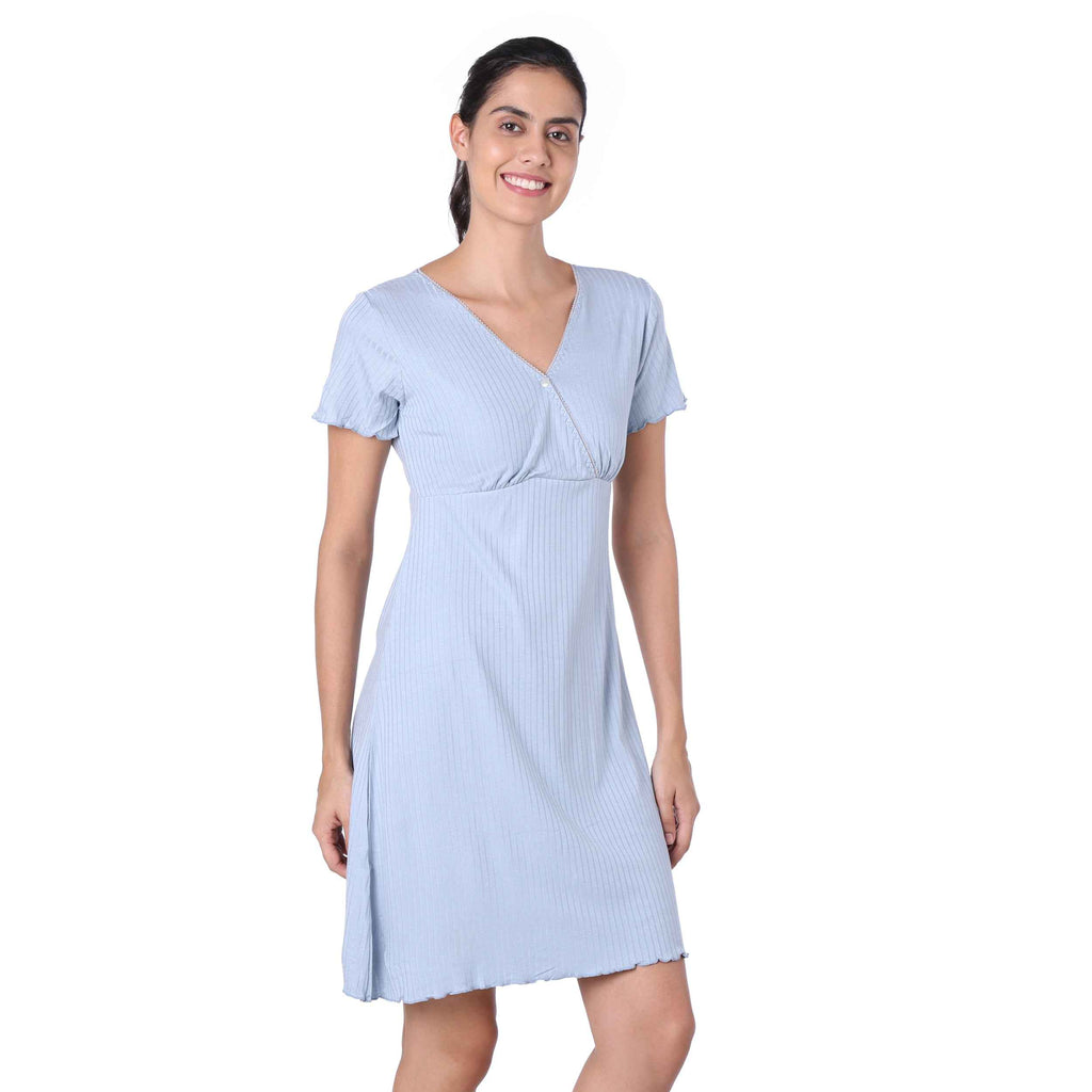 Motherly Women's Soft Modal Cotton Maternity Nursing Top and Skirt Loungewear (Large, Pink-Style4)