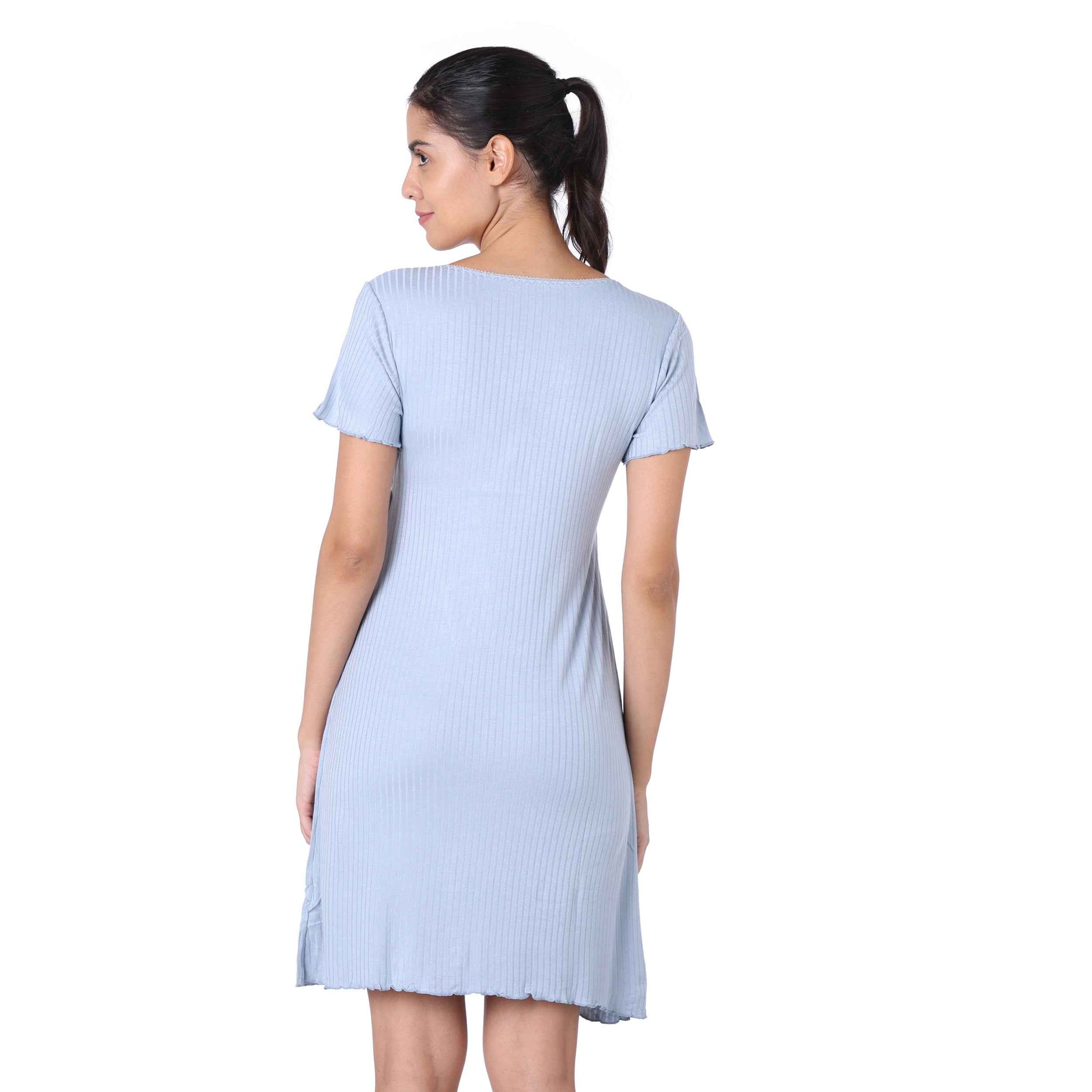 Motherly Women's Soft Modal Cotton Maternity Nursing Top and Skirt Loungewear (Large, Pink-Style4)