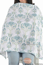 Care Cave Nursing Scarf - Green/Blue Flower Print